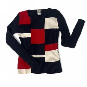 Clio Women's Colorblock Sweater - Red, Black, and Cream